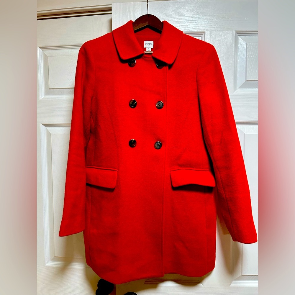 J Crew Red Wool Coat Size M